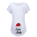 Christmas Women's Maternity T-shirt Santa Baby Printed Pregnant Women T-shirt Pregnancy Casual Short Sleeve White Clothes