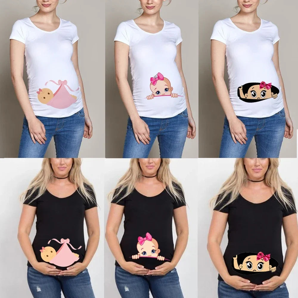 Women Pregnancy T-shirt It's A Girl Baby Print Pregnant Maternity T-shirts Funny Pregnant Women Summer Tees Tops