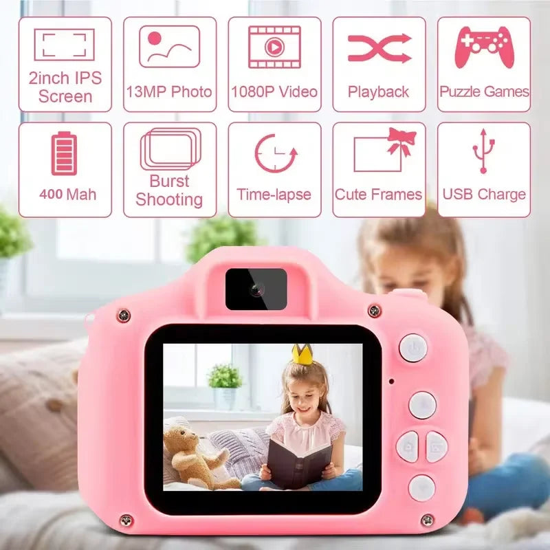ZWN Kids Digital Camera with 2-Inch Color Display, 1080P HD Video, Outdoor SLR Style, Includes TF Memory Card