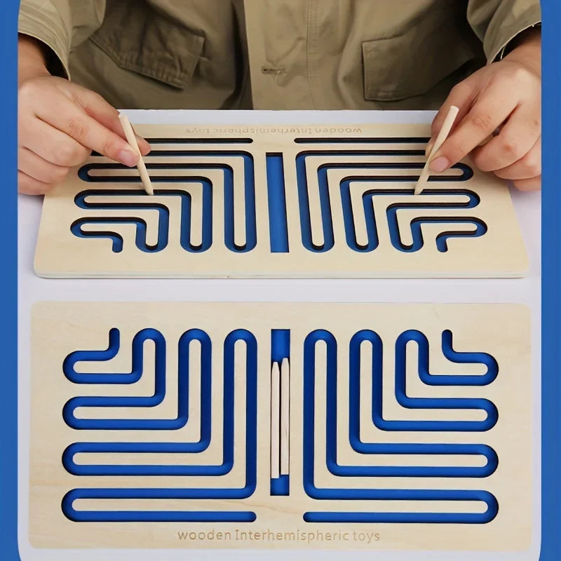 Wooden Left-Right Brain Puzzle Toy for Kids – Pen Trajectory Control Game for Hand-Eye Coordination & Focus Training