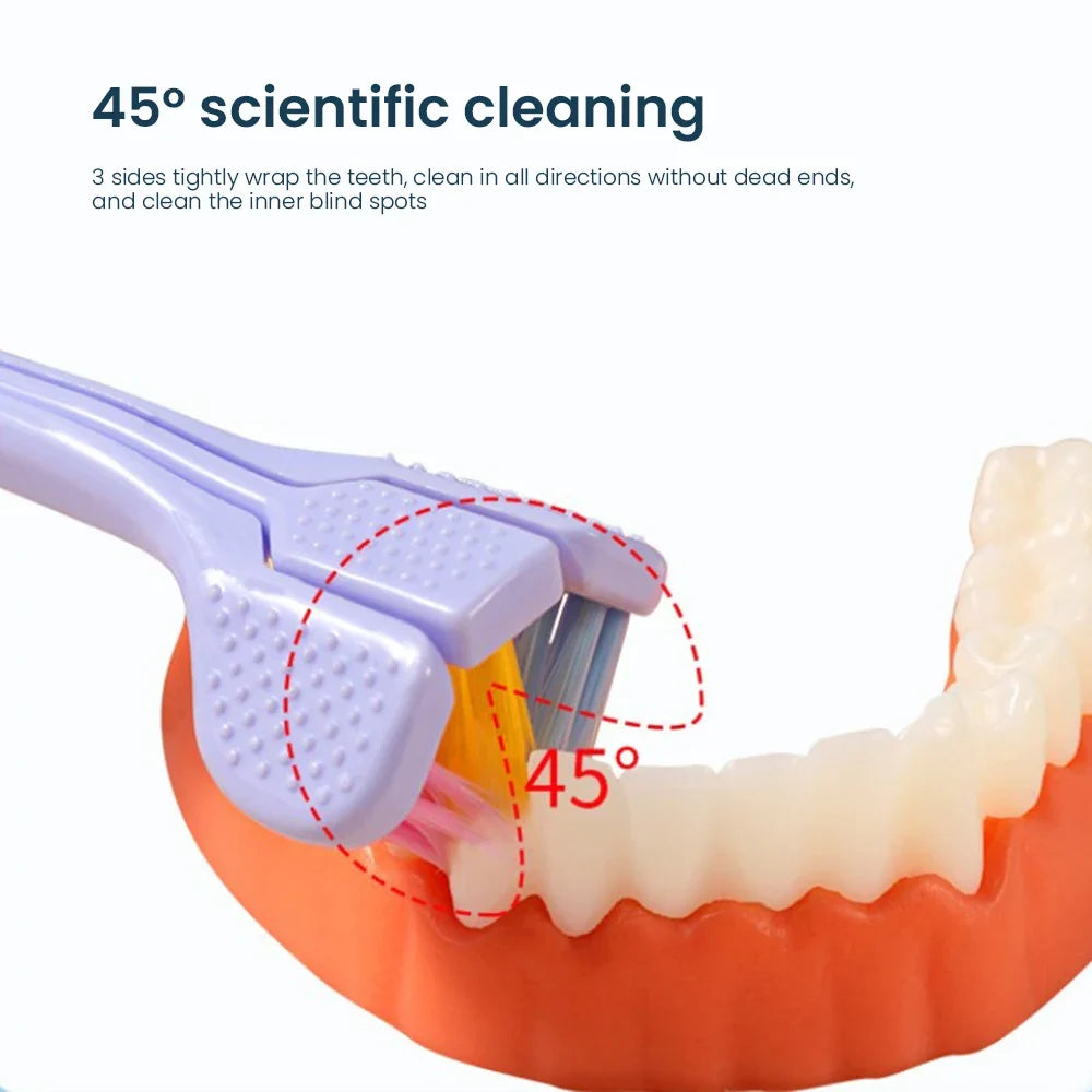 Comfortable 3 Heads Toothbrush Triple-Angle Design for Complete Oral Care – Soft Bristles for Children & Adults