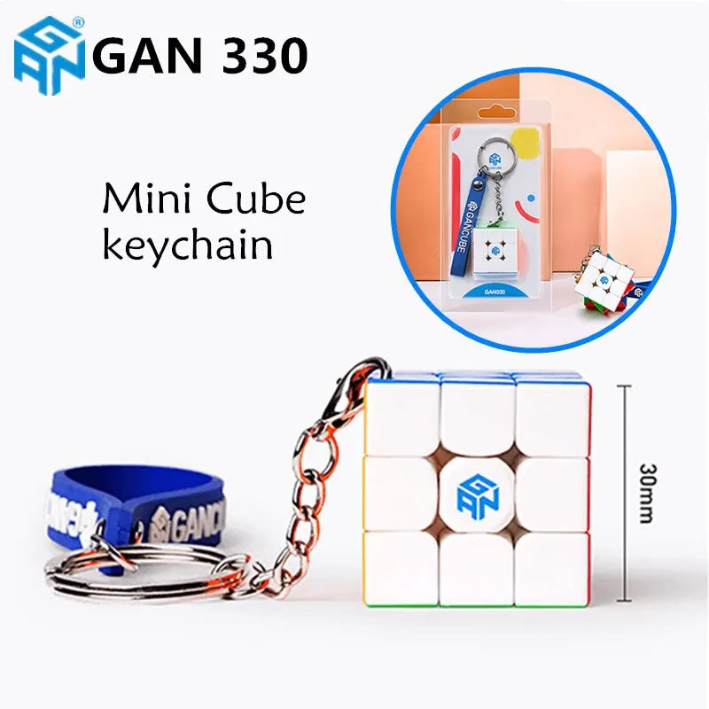 [JudyCube] GAN 330 Mini 3x3 Keychain Cube, GAN330 10th Anniversary, Stickerless 3x3 Speed Cube, Professional Magic Cube Puzzle Toy