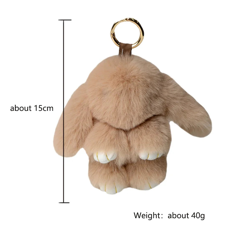 ZAKOL 15 cm (5.9 in) Fluffy Rabbit Fur Pom Pom Keychain — Soft Bunny Bag Charm
