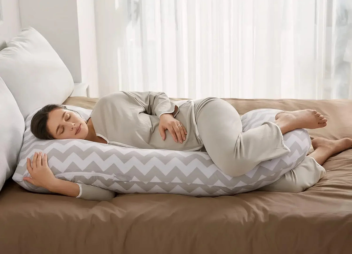 U-Shaped Pregnancy Pillow with Removable Cotton Cover - 57 Inch Full Body Maternity Support Pillow, Must-Have for Pregnant Women