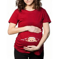 Summer Maternity Short Sleeve T-shirt Women Clothing Pregnant Zipper Twins Print Plus Size S-3XL Funny T-shirt Top Tees