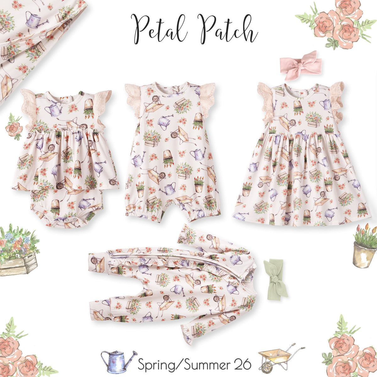 Petal Patch Baby Girl Romper – Bamboo One-Piece with Eyelet