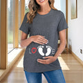 Women's Pregnancy Short Sleeve Printed T-shirt Ladies Summer Tunic Tops for Maternity