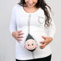 L-4XL Maternity T-Shirts | Funny Cute Baby Peeking Out | Maternity Shirts & Tops for Pregnant Women