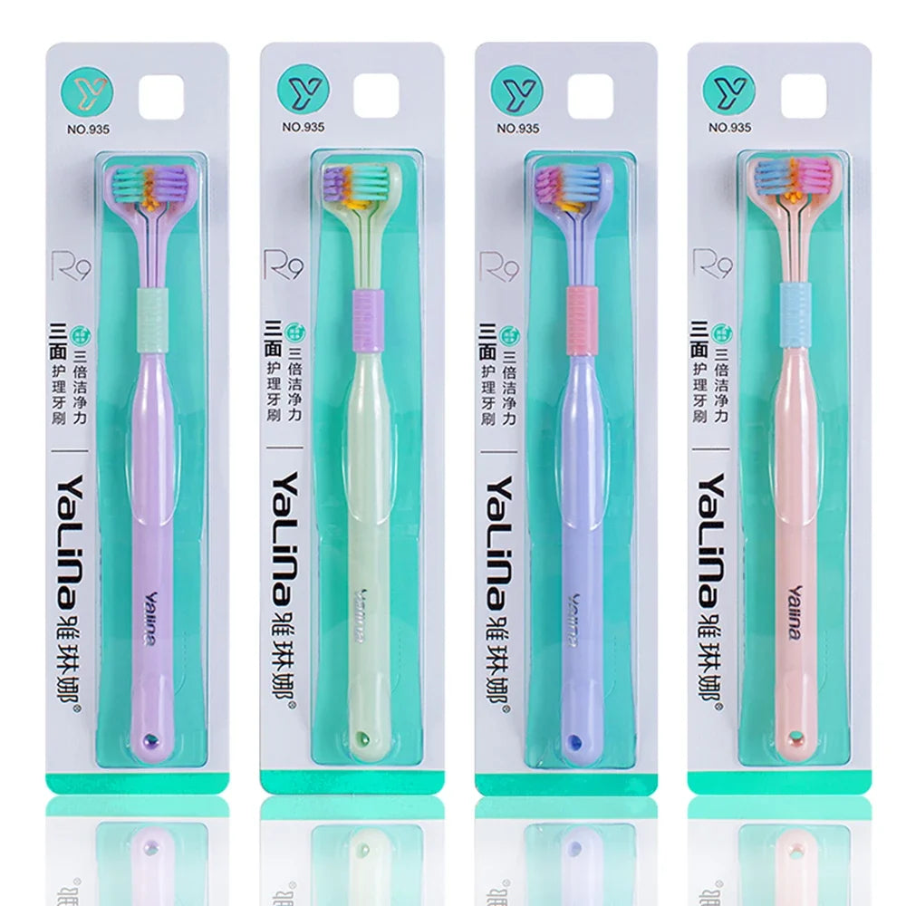 Comfortable 3 Heads Toothbrush Triple-Angle Design for Complete Oral Care – Soft Bristles for Children & Adults
