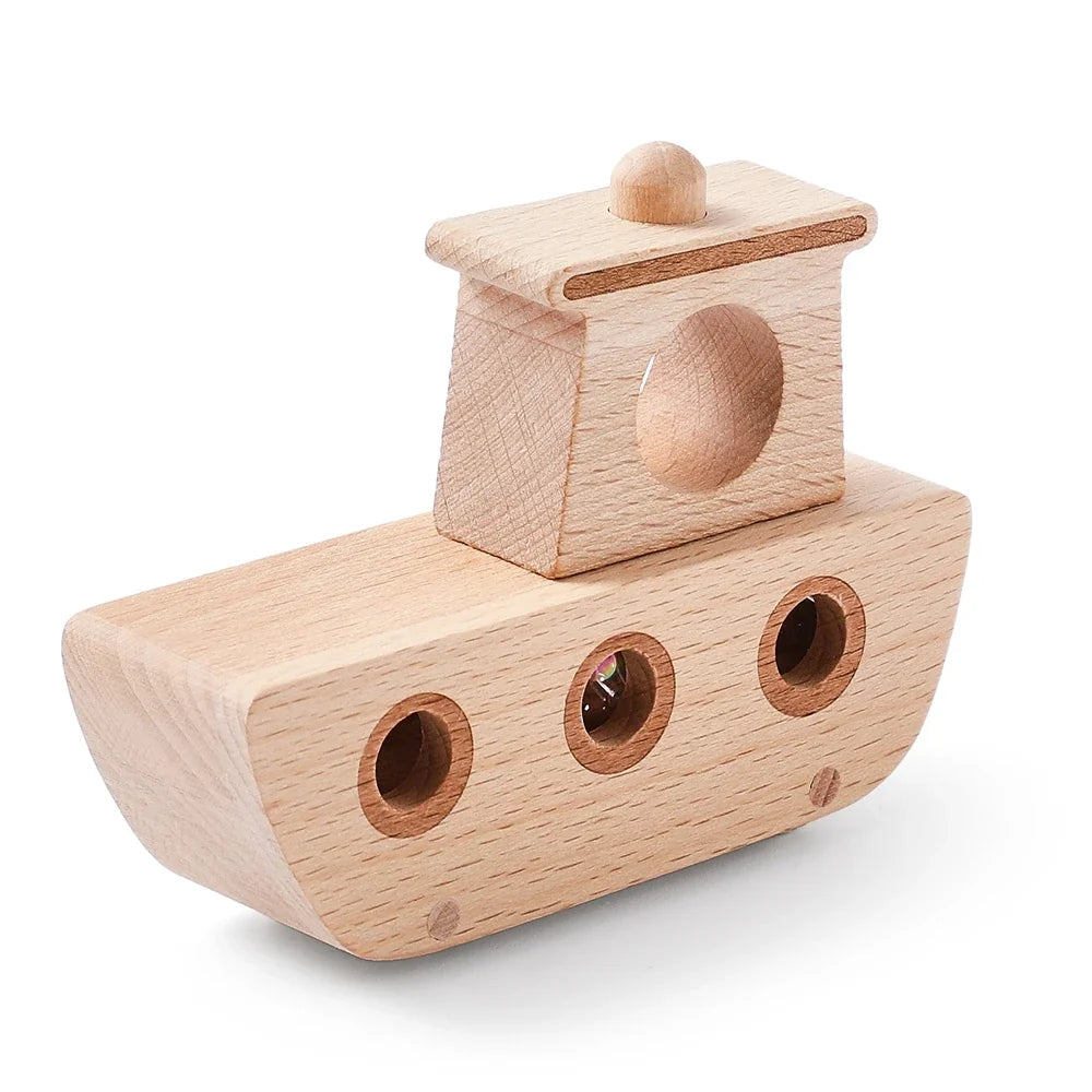 Wooden Transportation Toys – Plane, Helicopter, Bus, Boat, Montessori Educational Blocks for 1-Year-Old, Cartoon Cat Toy