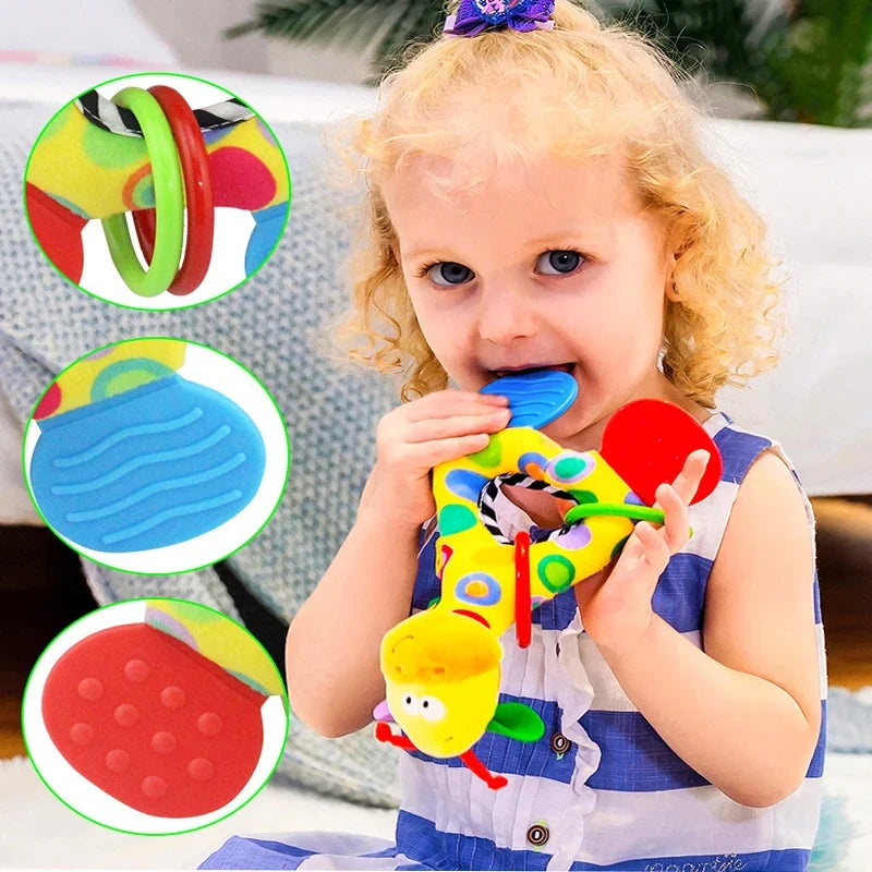 Soft Animal Hanging Handbells Rattles Plush Infant Baby Development Handle Sensory Toys WIth Teether Baby Toy For Newborn Gifts