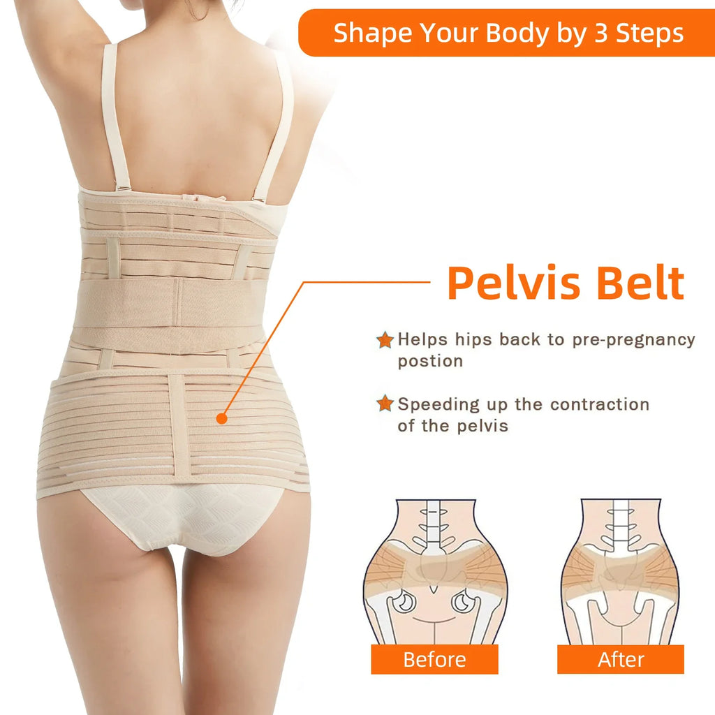 3-In-1 Postpartum Abdominal Belt, Three Piece Set for Pregnant Women, Breathable Waist Cinching and Body Shaping Belt