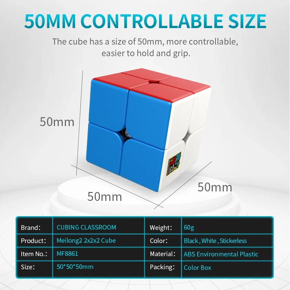 [ECube] MoYu Meilong 2 2x2x2 Magic Neo Cube, Meilong Stickerless Speed Cube Puzzle, Children Gift, Adult Educational Toy