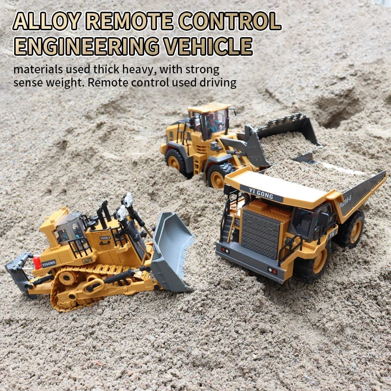 ZWN 2.4G Remote Control Excavator Dump Truck Alloy Construction Vehicle Toy