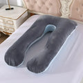 Soft Fleece Pregnancy Pillow - U-Type Lumbar Cushion for Pregnant Women, Multi-Function Side Protection, Pillowcase, PP Cotton