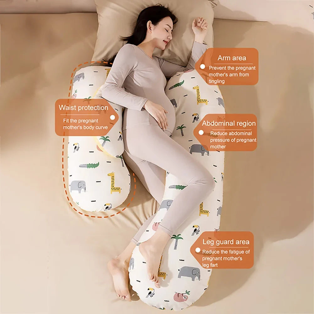 Pregnancy Pillow with Detachable Pillowcase - Maternity Sleeping Body Support Pillow for Lumbar & Full Body Comfort
