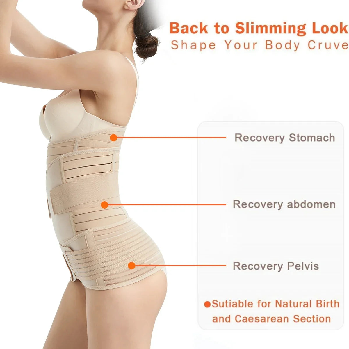 3-In-1 Postpartum Abdominal Belt, Three Piece Set for Pregnant Women, Breathable Waist Cinching and Body Shaping Belt