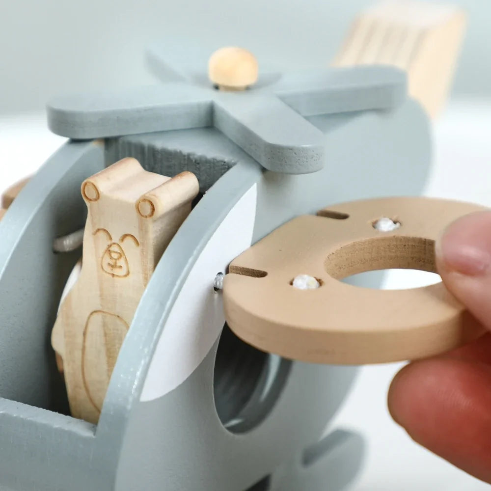 Wooden Transportation Toys – Plane, Helicopter, Bus, Boat, Montessori Educational Blocks for 1-Year-Old, Cartoon Cat Toy