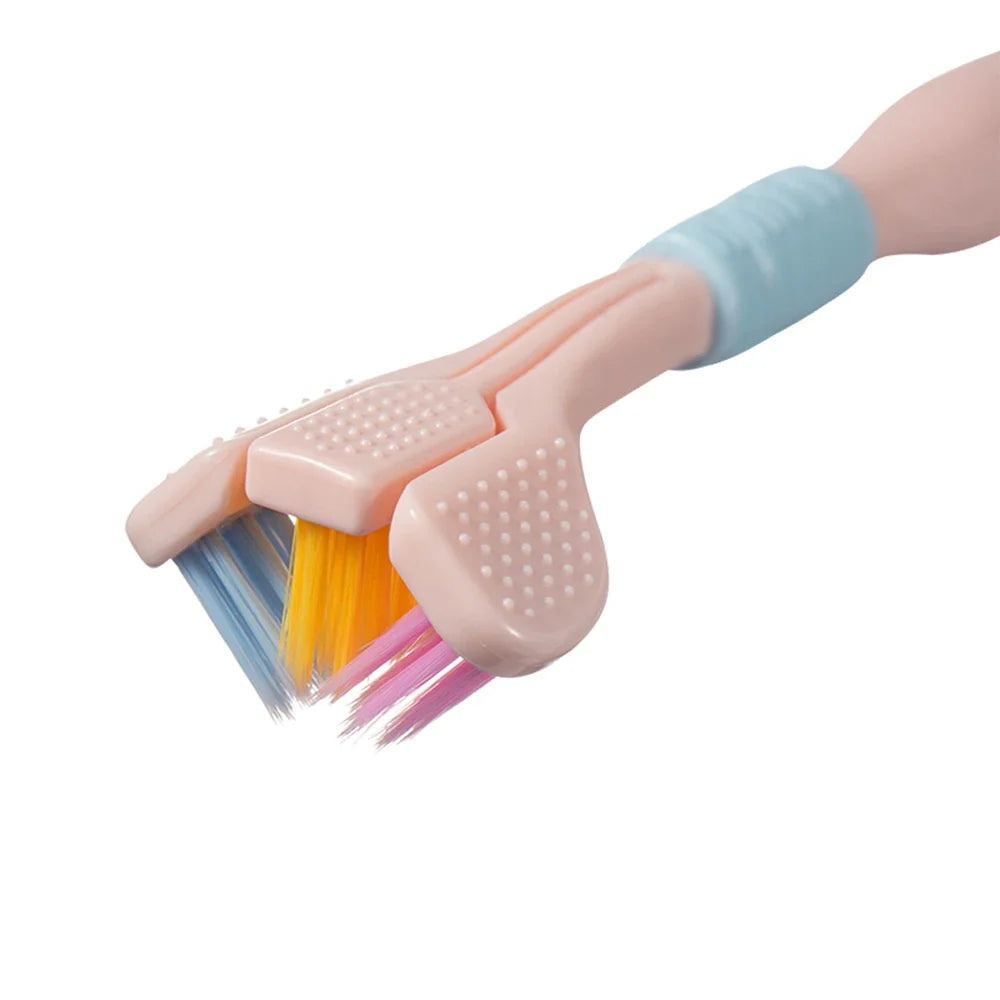 Comfortable 3 Heads Toothbrush Triple-Angle Design for Complete Oral Care – Soft Bristles for Children & Adults