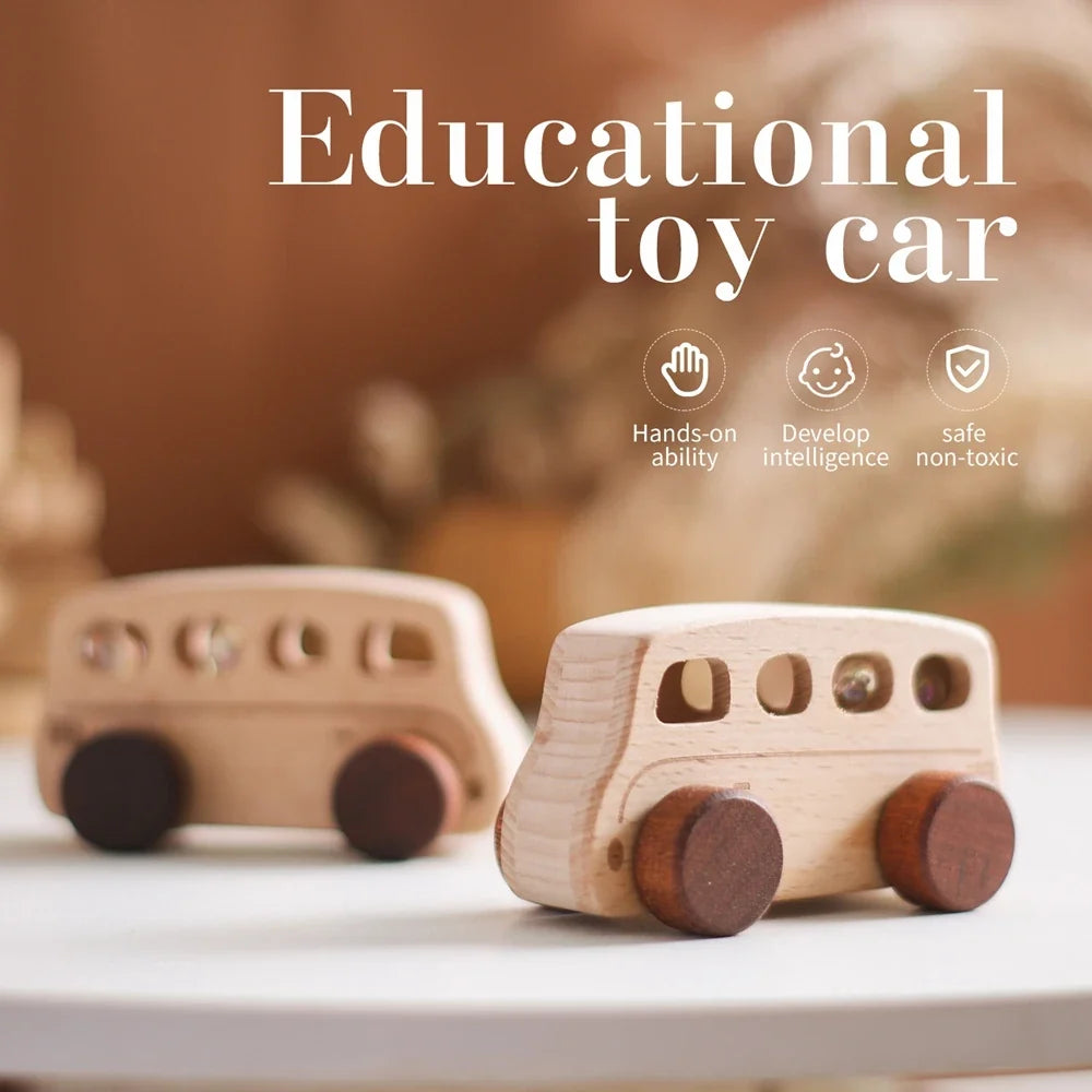 Wooden Transportation Toys – Plane, Helicopter, Bus, Boat, Montessori Educational Blocks for 1-Year-Old, Cartoon Cat Toy