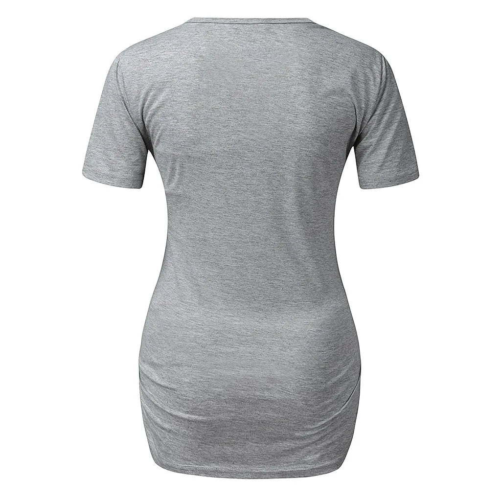 Apparel Shirt Heart Women Graphic Maternity Tops Print Short Baby T-shirt Cartoon Feet Sleeve Maternity Tops and Blouses Lace