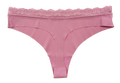 Laser Cut Rib Thong with Lace Waist, XS-2X