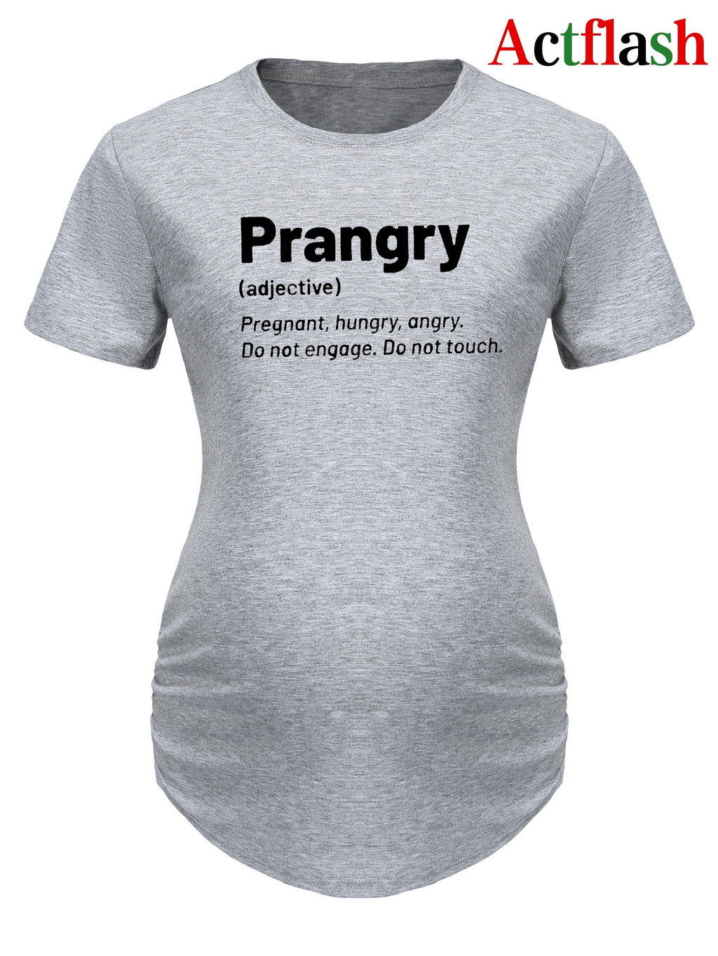 Maternity "Prangry" Print T-Shirt, Comfy Casual Short Sleeve Pregnancy Tee, Humorous Text Graphic