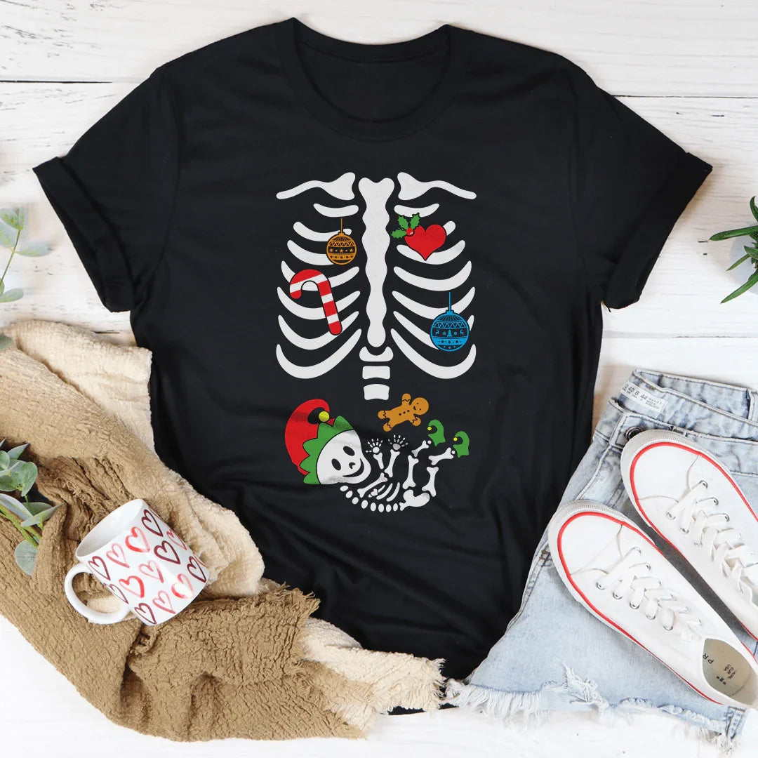 Christmas Pregnant Skeleton Tee