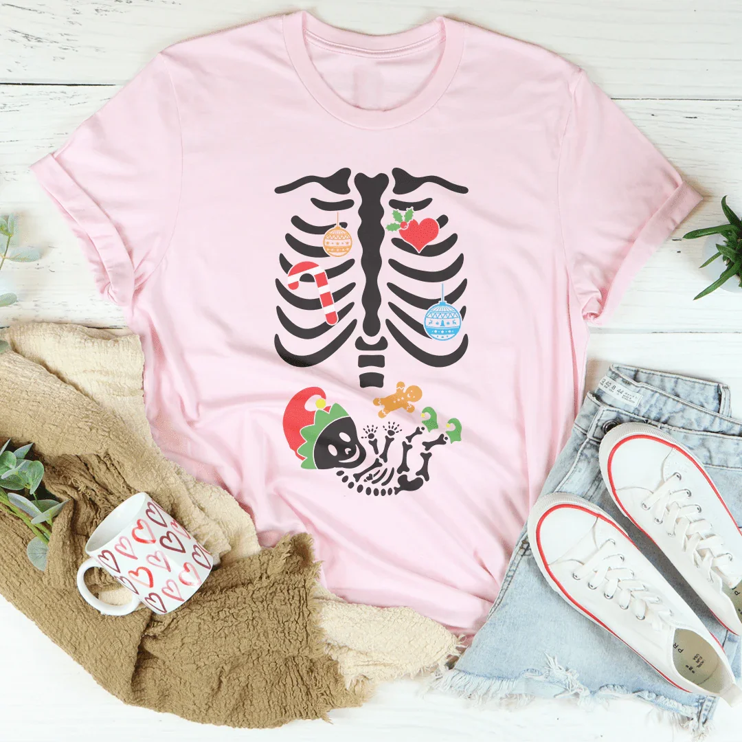 Christmas Pregnant Skeleton Tee