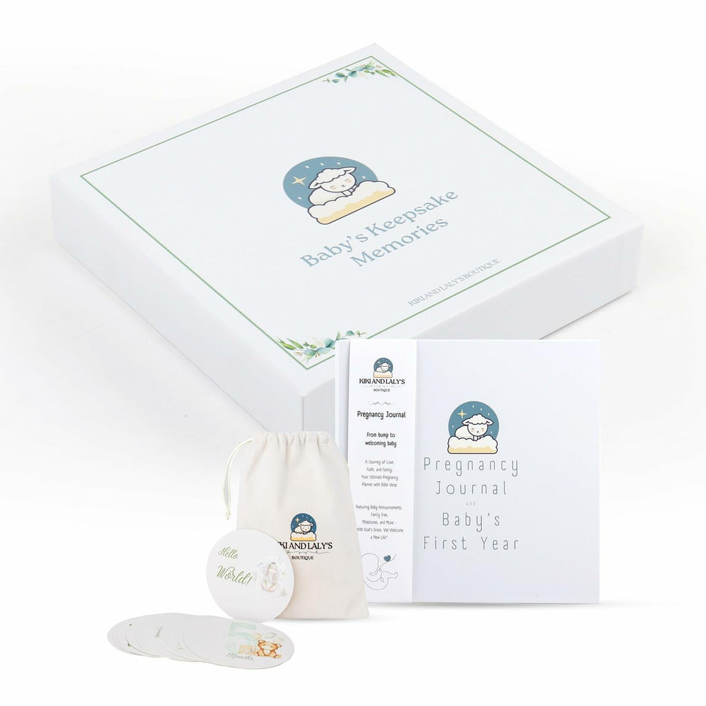 Kiki and Laly Pregnancy Must Haves Journal & Baby Milestone Cards White Set