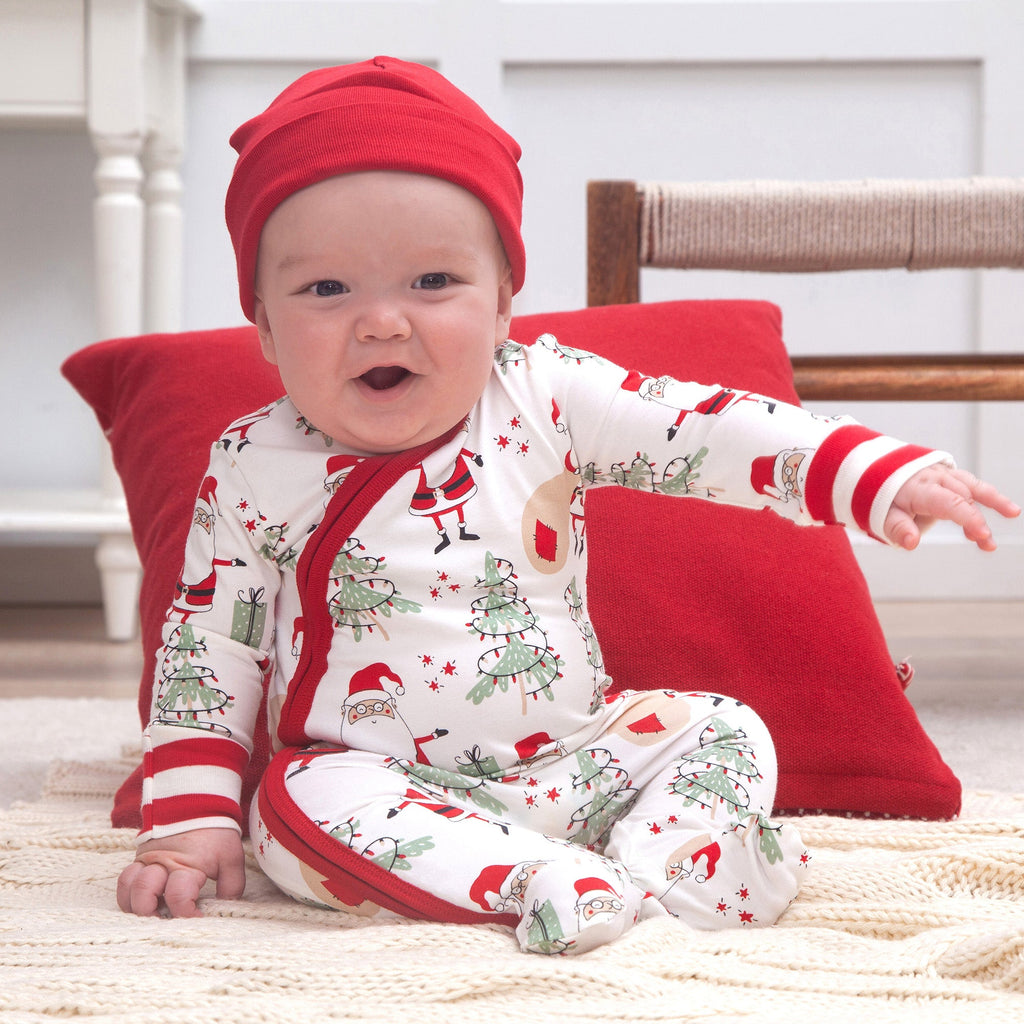 Christmas Santa Bamboo Footed Zipper Romper