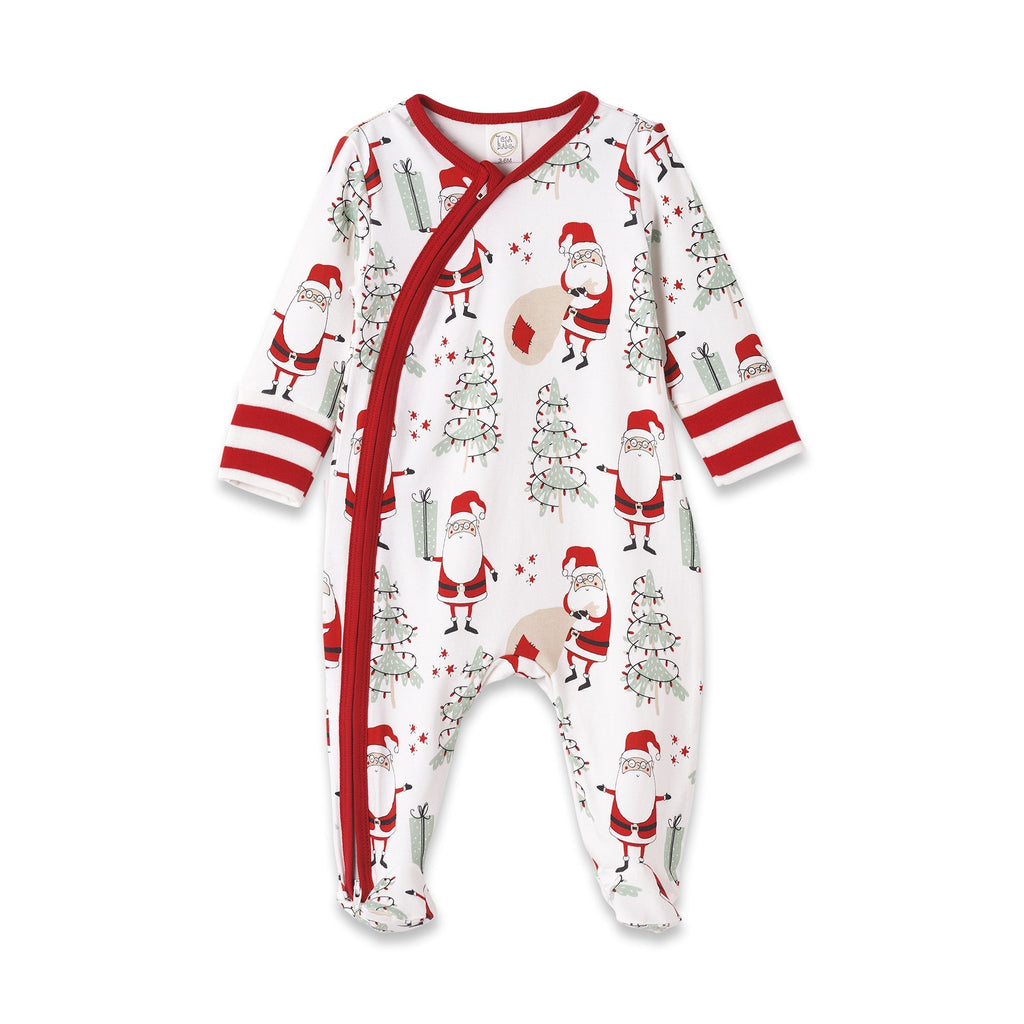 Christmas Santa Bamboo Footed Zipper Romper